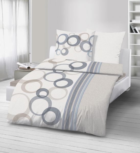 Biber Bettwäsche 2tlg. 135/200 cm 47938-807 sand blau