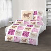 Renforce Bettwäsche 2tlg. 135/200 cm 47757-209 Pferde rosa Renforce Bettwäsche 2tlg. 135/200 cm 47757-209 Pferde rosa