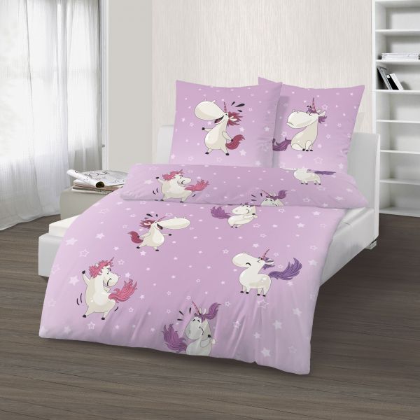 Biber Bettwäsche 2tlg. 135/200 cm 47978-907 Einhorn fondant pink