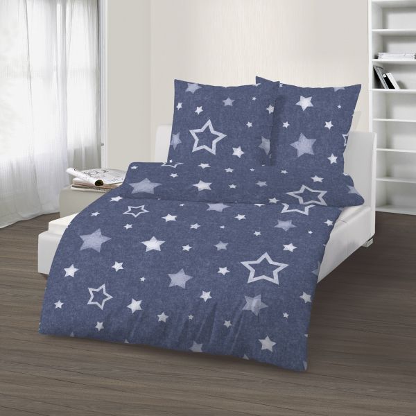 Biber Bettwäsche 2tlg. 135/200 cm 17973-416 Sterne denim