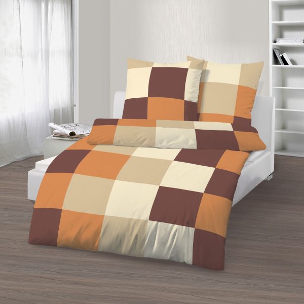 Biber Bettwäsche 3tlg. 200/200 cm 17131-633 beige mandarine