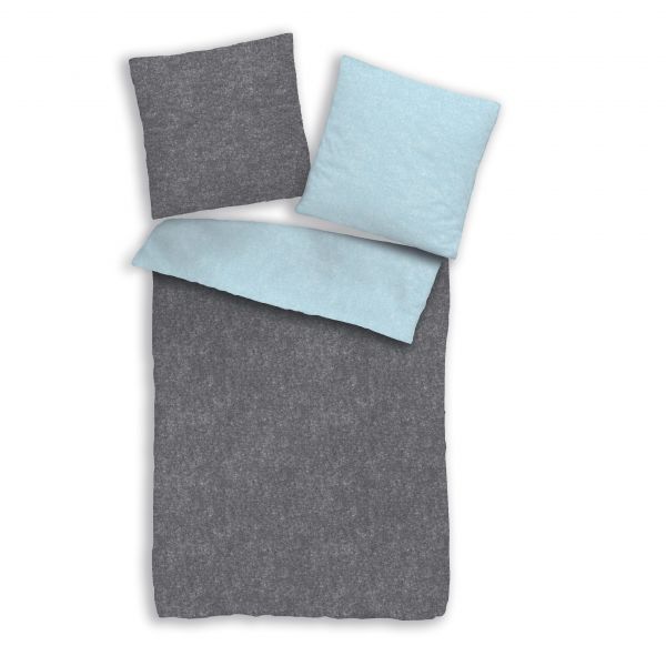 Biber Bettwäsche 2tlg. 135/200 cm Melange Uni 501-502 grafit capri-1