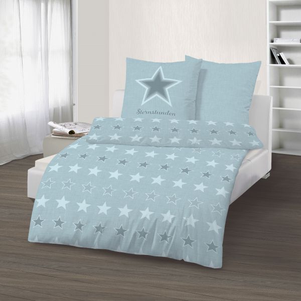 Biber Bettwäsche 2tlg. 155/220 cm 48020-904 Sternstunden aqua