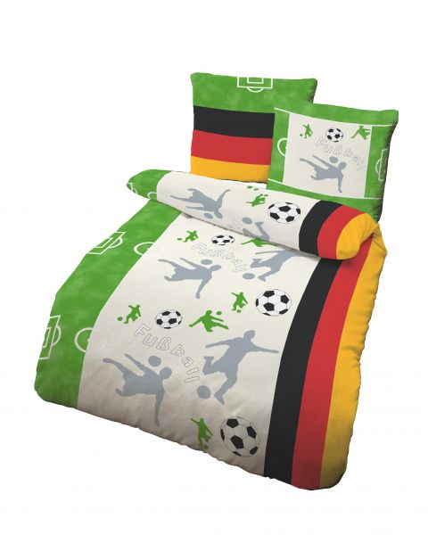 Biber Bettwäsche 2tlg. 135/200 cm 47590-607 Fußball grün/weiss
