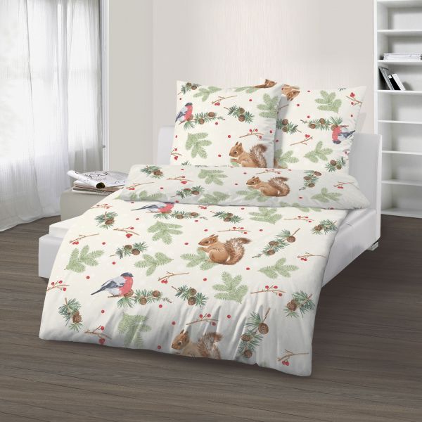Biber Bettwäsche 2tlg. 135/200 - 80/80 cm 18083-401 Eichhörnchen creme